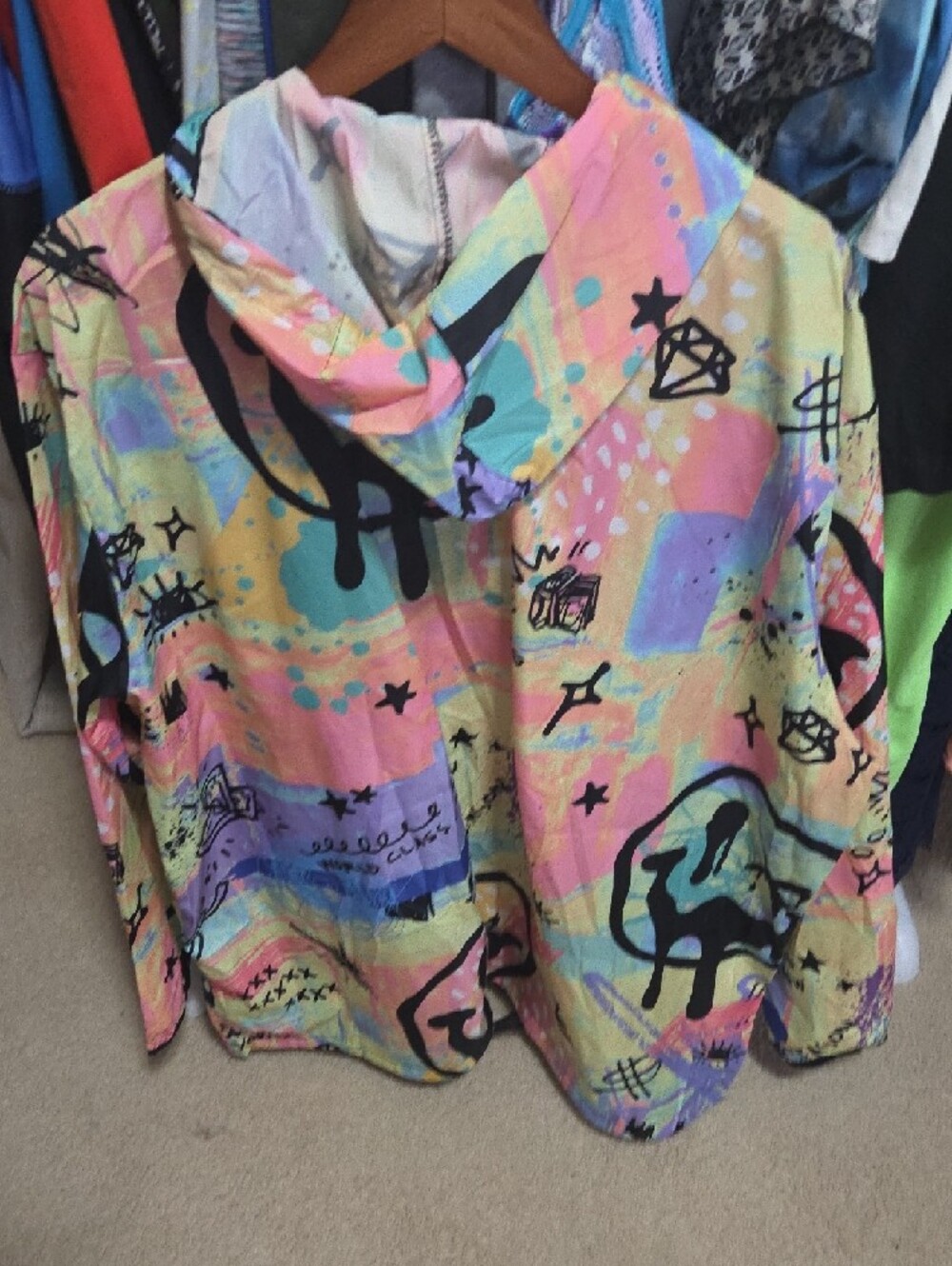 Reason Multicolor Abstract Print Hooded Anorak Jacket - Picture 5 of 6